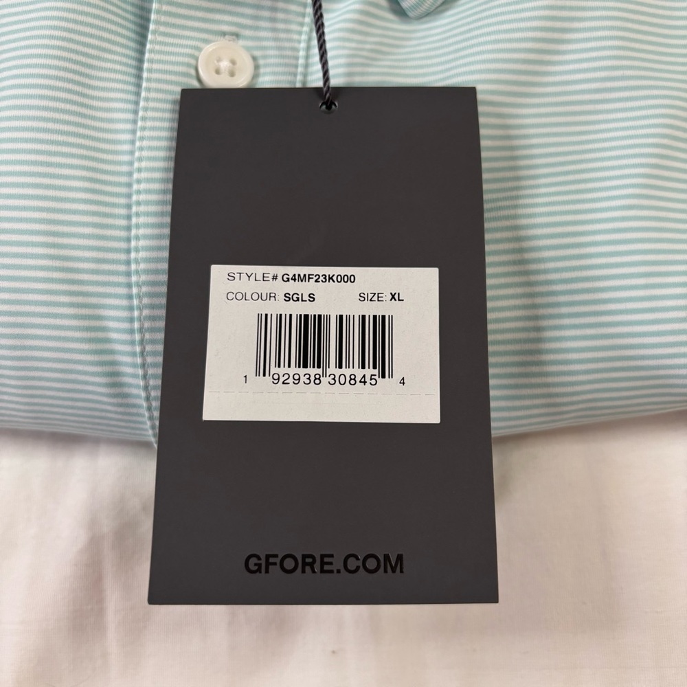 G/FORE Fjord Feeder Stripe Tech Jersey Golf Polo SGLS Seaglass Men’s Size XL - Picture 6 of 6